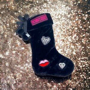 🌸New🌸 Victoria’s Secret Faux Fur Black Christmas Stocking OS NWT